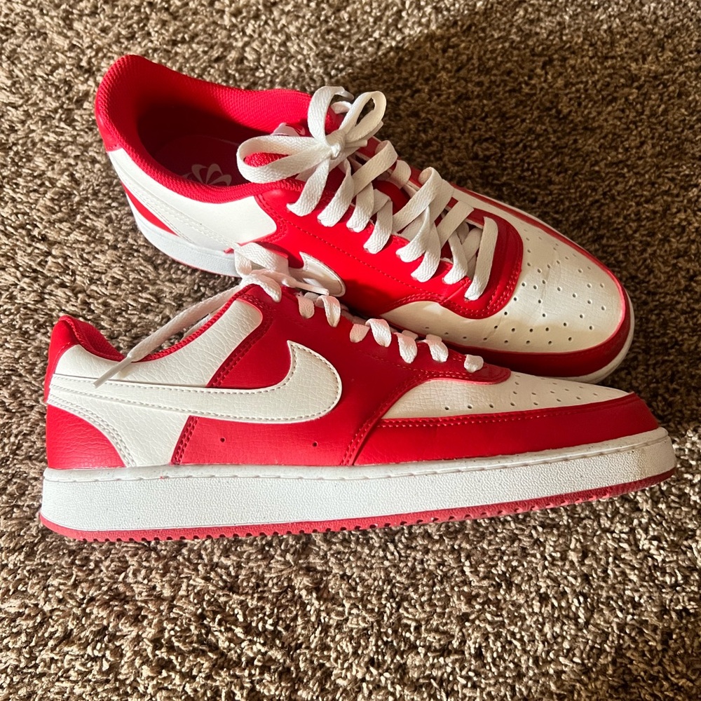 Nike Red and White Low-Top Sneakers